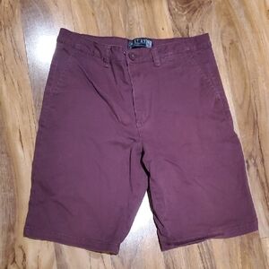 Flat Front Burgundy Chino Shorts